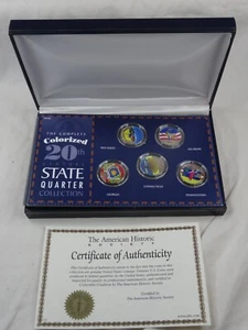 1999 Colorized Statehood Quarters 5 Coin Set with Display box & COA - Picture 1 of 4