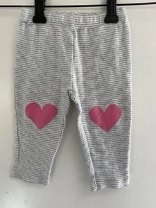 Carter's Baby Girls Pink Heart Striped 100% Cotton Elastic Pull On Pants Gray 6M - Picture 1 of 6