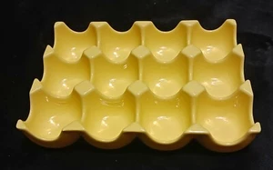 Ceramic Egg Crate Holder Yellow Gloss 1 Dozen Kitchen Storage Crate Style  - Picture 1 of 9