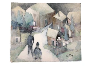 Pierre Vauthey (1937-2019) Huile sur panneau d'isorel - Personnages en chemin - Picture 1 of 5