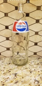 Vintage Pepsi Cola Swirl Glass Bottle Clear 1 Liter  33.8 Oz RETURN 1970’s VTG - Picture 1 of 8