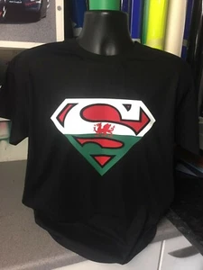 WALES WELSH SUPERMAN LOGO DRAGON T SHIRT RUGBY FOOTBALL NOVELTY TOP FREE P&P - Picture 1 of 7