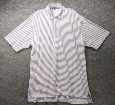 Alan Flusser Golf Shirt Mens XL Short Sleeve Polo Purple White Striped - Image 1 of 4