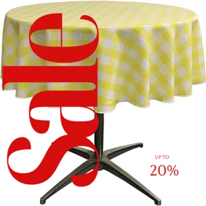 Karierte Polyester Popeline Gingham Karo Runde Tischdecke - Tischdecke Stoff - Bild 1 von 2