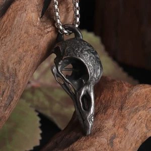 Collar Colgante Naturaleza Gótica Plateado Vintage Joyería Calavera Pájaro - Imagen 1 de 8