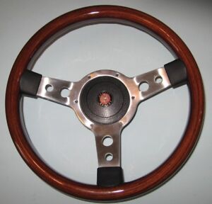 New 13" Solid Wood Steering Wheel & Hub Adaptor Austin Healey Sprite Bugeye