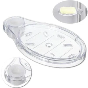 Transparent Soap Tray Bath Dish Storage Shower Riser Slide Rail Wipe Kitchen - Picture 1 of 13