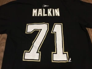 Camiseta Grande Pittsburgh Penguins Malkin 71 Negra NHL Reebok Hockey - Imagen 1 de 1