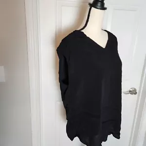 By Chico's Womens Sleeveless Top Shirt Size 2 (L) V Neck Solid Black - Picture 1 of 8