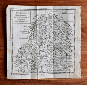 Schweden Norwegen GEOGRAPHISCHE KARTE Geographie ROBERT VAUGONDY Gravur 1750 - Bild 1 von 1