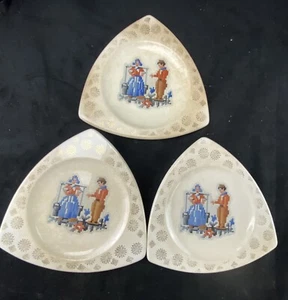Century by Salem 22 carat gold Small Triangular Dishes Lot Of 3 Vtg - Picture 1 of 6