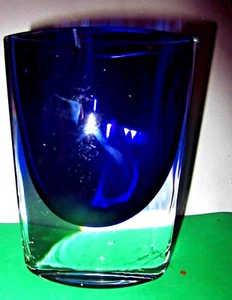 Hand Blown Heavy Paperweight Vase With Flashed on Interior Swedish Sommerso  - Picture 1 of 8