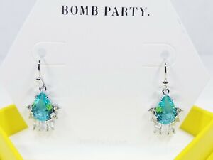 Ring Bomb Party RBP3709 Lab Light Blue Topaz Rhodium Plating Dangle Earrings