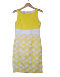 $575 Maison Weill Retro White Yellow Dress Knee Length EU40 Spring Formal Prom S - Picture 1 of 6
