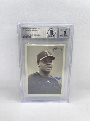 Frank Thomas Signed 2001 Bowman Heritage #115 Beckett Grade 10 Auto HOF 1 - Image 1 of 2