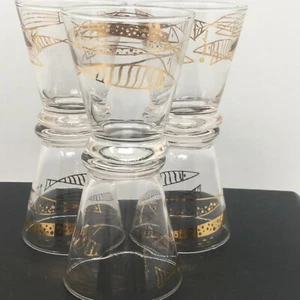 Fred Press Signed Fish Shot Glasses Set of 6 MCM - Picture 1 of 10