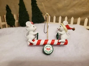 Enesco Treasury of Christmas Ornaments "See Saw Sweethearts" Mice 1993 - Picture 1 of 7