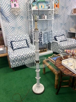 LÁMPARA DE PIE REAL SERGE ROCHE CERÁMICA BLANCA Y LATÓN VINTAGE ANTIGUA MCM  Foto 1 de 4