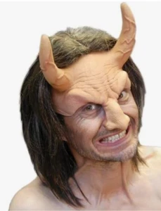 Devil Flesh Head Piece w/ Professional Wig Halloween Costume Natural Latex - Picture 1 of 6