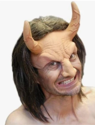 Devil Flesh Head Piece w/ Professional Wig Halloween Costume Natural Latex - Image 1 of 4