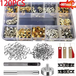120x Grommets Durable Clothing Metal Eyelets Button Set Installation Tools Kit - Picture 1 of 12