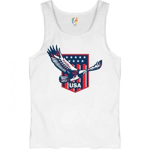 USA Bald Eagle Tank Top Stars and Stripes Shield 4th of July Men's Top - Picture 1 of 7