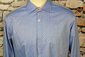 Camisa para hombre TAILORBYRD ajuste ajuste puntos azules algodón sin planchar puño a cuadros 17-34 - Imagen 1 de 10