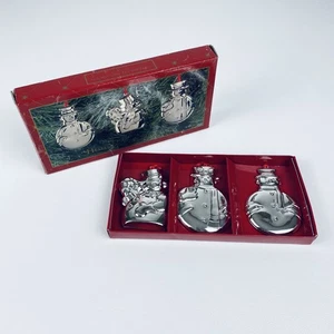 Juego De Colección De 3 Adornos De Muñeco De Nieve Hogar Para Las Vacaciones Royal Limited Plateado - Imagen 1 de 12