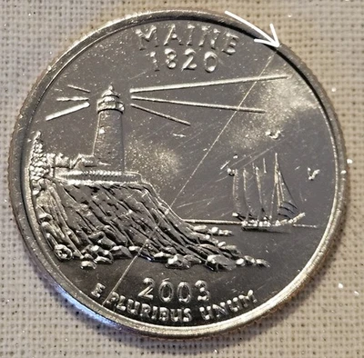 2003-D Maine State Quarter With Die Crack Error From Rim To Rim - Image 1 of 4