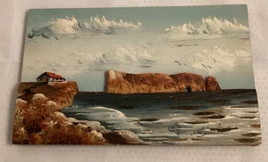Vintage H Nadeau Percé Québec Canada 3D Painting landscape folk art carved wood - Picture 1 of 13