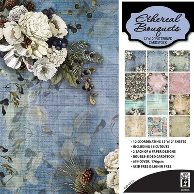 Blue Bouquets 12x12 Scrapbook Paper Pack – Floral Patterned Cardstock - Image 1 of 2