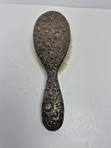 Antike Sterling Silber Floral Haarbürste gemarkt HAH & STERLING  - Bild 1 von 15
