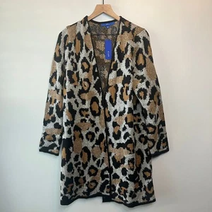 Apt. Suéter cárdigan de manga larga con estampado de leopardo para mujer 9 talla X-grande - Imagen 1 de 6