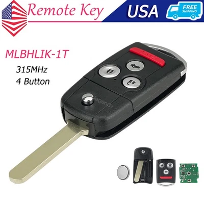 For 2009 2010 2011 2012 2013 2014 Acura TL TSX Remote Key Fob 315Mhz MLBHLIK-1T - Image 1 of 4