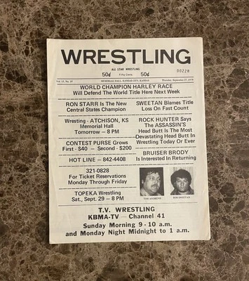 Kansas City Wrestling 27-09-79 Programa NWA WWF WCW WWE Flair Race Dusty Hogan Foto 1 de 3