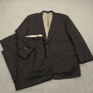 Paul Stuart Suit 48L Charcoal Super 150s Wool Pleated Cuffed 42x30 Trousers Pant - Picture 1 of 20