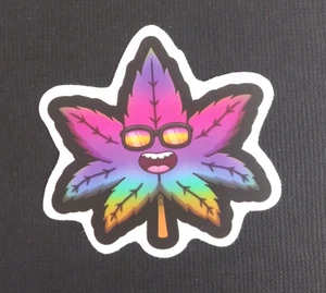 Regenbogen Gras Blatt trägt Sonnenbrille Aufkleber 2" x 2,18" (D) - Bild 1 von 2