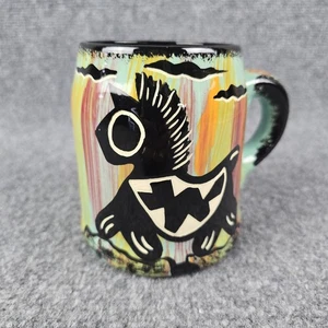 Taza de cerámica de maná caballo negro peyote firmada por Mam Pam Benson estilo nativo americano - Imagen 1 de 10