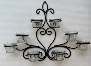 Scrolled Iron Tealight Wall Sconce 17 x 12" by Hosley - Picture 1 of 4