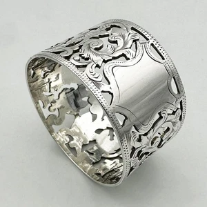 VICTORIAN PIERCED NAPKIN RING STERLING SILVER BIRMINGHAM 1899 TURNBULL BROS - Picture 1 of 6
