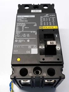 Square D FHL260601202J 2-Pole Circuit Breaker, 600V 60Amp W/Internal Auxiliar  - Picture 1 of 5