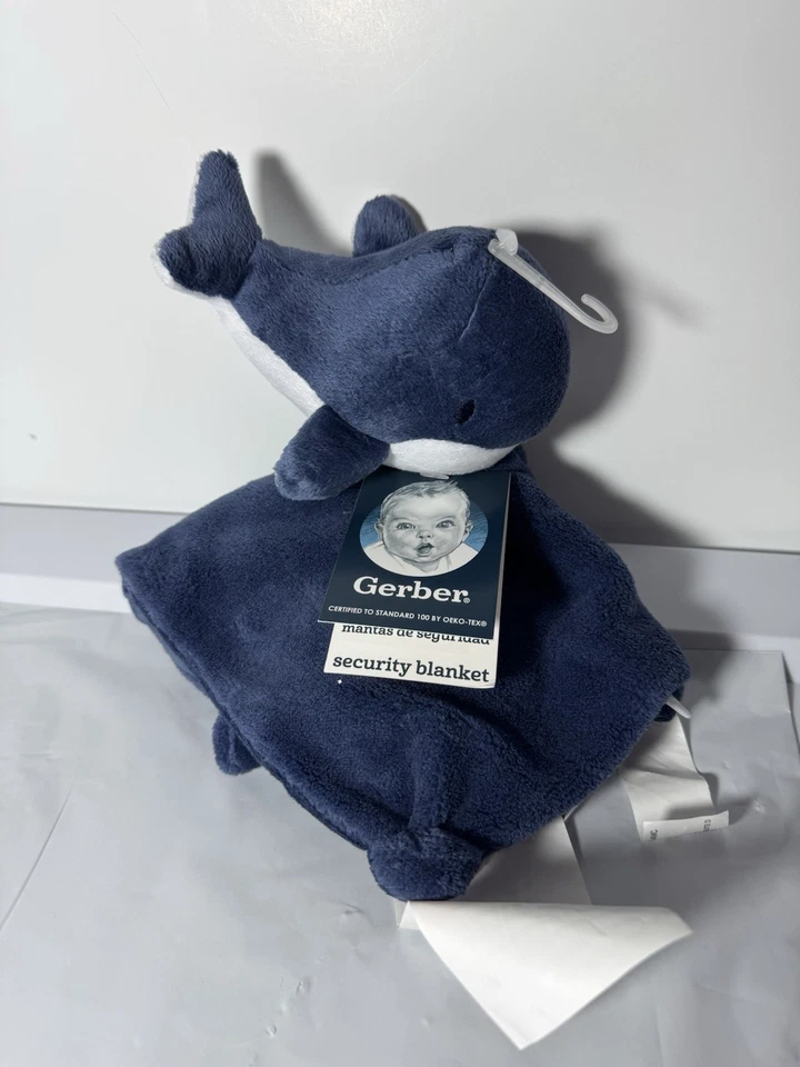 Cobertor de segurança azul náutico Gerber baleia de pelúcia Lovey bebê 12 polegadas - NOVO - Imagem 1 de 4