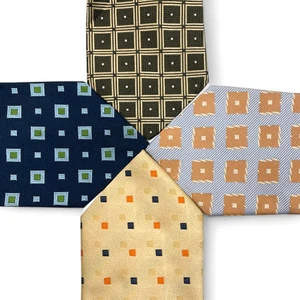 4 Seidenkrawatten Konvolut geometrische Würfel Van Heusen Lamberli Cofina Bosa Tie Lot - Bild 1 von 6