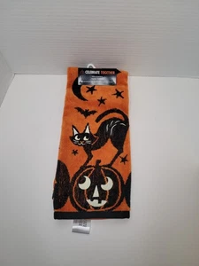 Toalla de mano de Halloween para murciélagos y calabaza gato negro nueva con etiquetas - Imagen 1 de 3