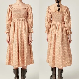 ENGLISH FACTORY PLUS SIZE MINI FLORAL PRINT SMOCKED COTTAGE MIDI DRESS SIZE 1X - Picture 1 of 14