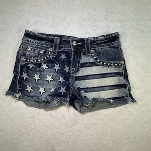 Miss Me Cut Off Shorts Distressed Rhinestones Bling American Flag 26 JP5844H - Picture 1 of 6