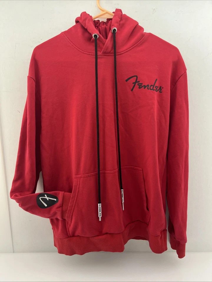 Genuine Fender Pullover Hoodie Guitar Chord Drawstring Retro Pick Sleeve Medium - Image 1 of 4