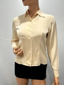 beige Bluse 100% Seide langarm Gr. XS - Bild 1 von 9