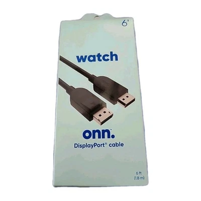 Onn 6 Ft Black Display Port Cable High-Quality Resolution for Monitor Laptop TV - Image 1 of 4
