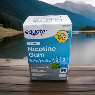 Equate Coated Nicotine Polacrilex Gum 2mg Cool Mint 100 Piec 05/27 Anti Smoking - Image 1 of 4